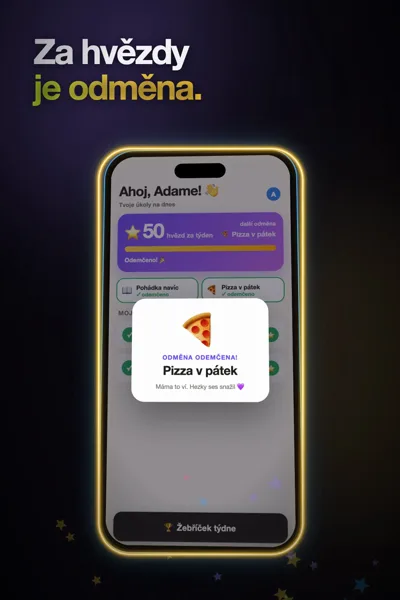 Appka Kdo dnes?: dítě odemklo odměnu Pizza v pátek