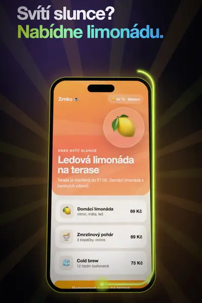 Web kavárny nabízí limonádu, protože svítí slunce