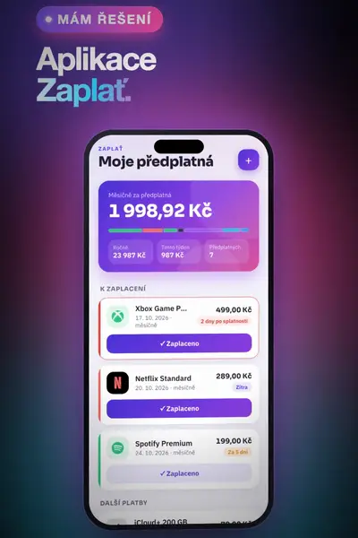 Aplikace Zaplať se seznamem předplatných